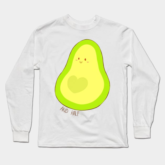 Half Avocado Couple Pair - Right Long Sleeve T-Shirt by Snacks At 3